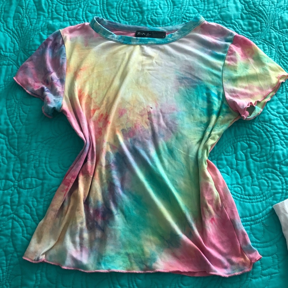 Zara Multicolor Tie-Dye Short Sleeve Top